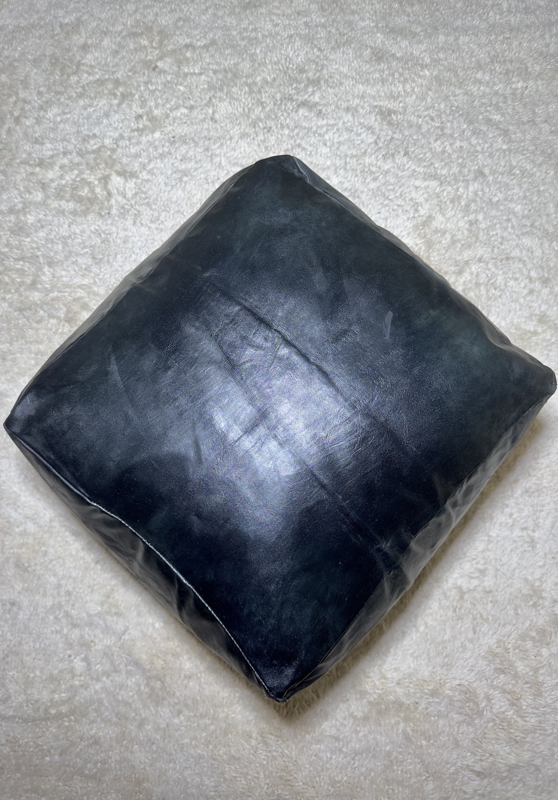 Moroccan Black Simple Square Pouf: An Enigmatic Tapestry of Berber Heritage-3