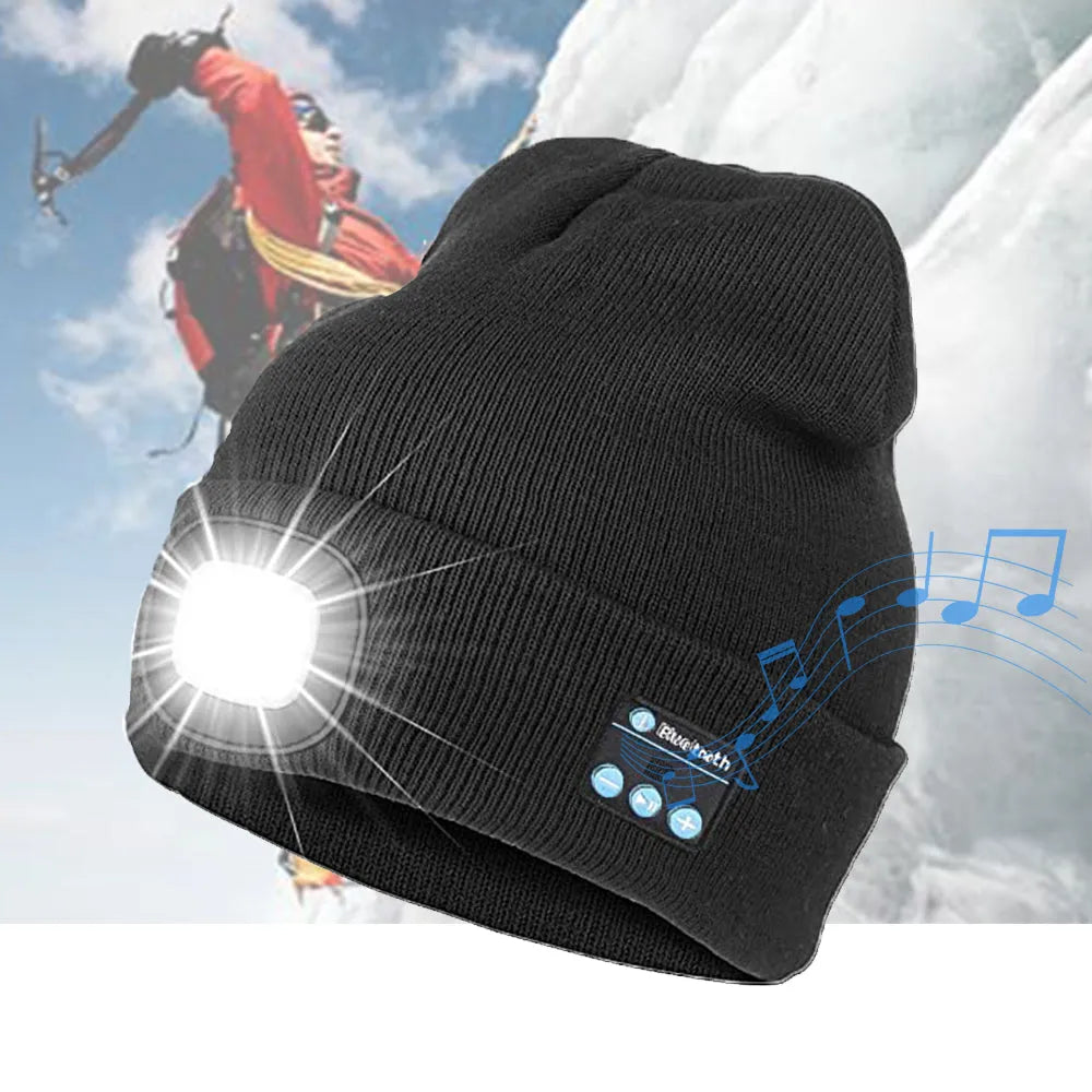 Vibe Geeks Bluetooth Music Knitted Hat with LED Lamp Cap- USB Charging-1