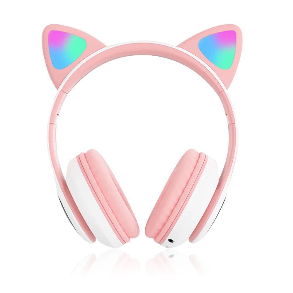 Vibe Geeks Flashing Light BT Wireless Cat Ear Headset with Mic- USB Charging-0