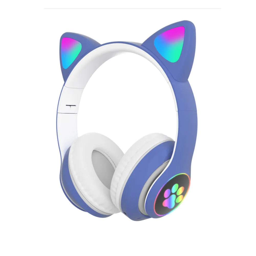 Vibe Geeks Flashing Light BT Wireless Cat Ear Headset with Mic- USB Charging-4