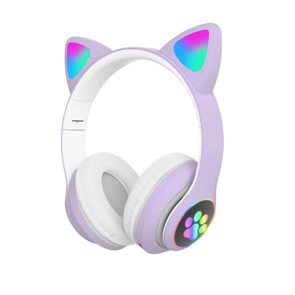 Vibe Geeks Flashing Light BT Wireless Cat Ear Headset with Mic- USB Charging-8