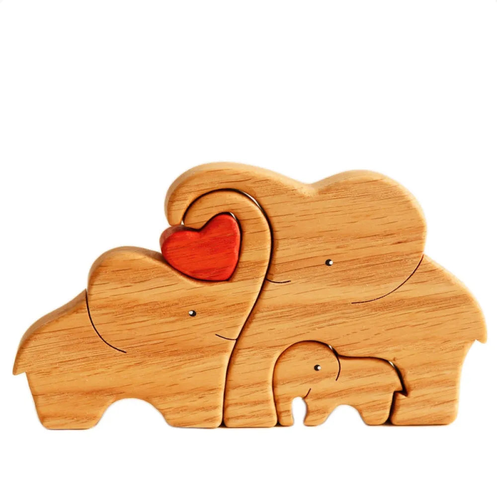 Vibe Geeks Wooden Elephant Family Stackable Figurine Composite Ornament-0