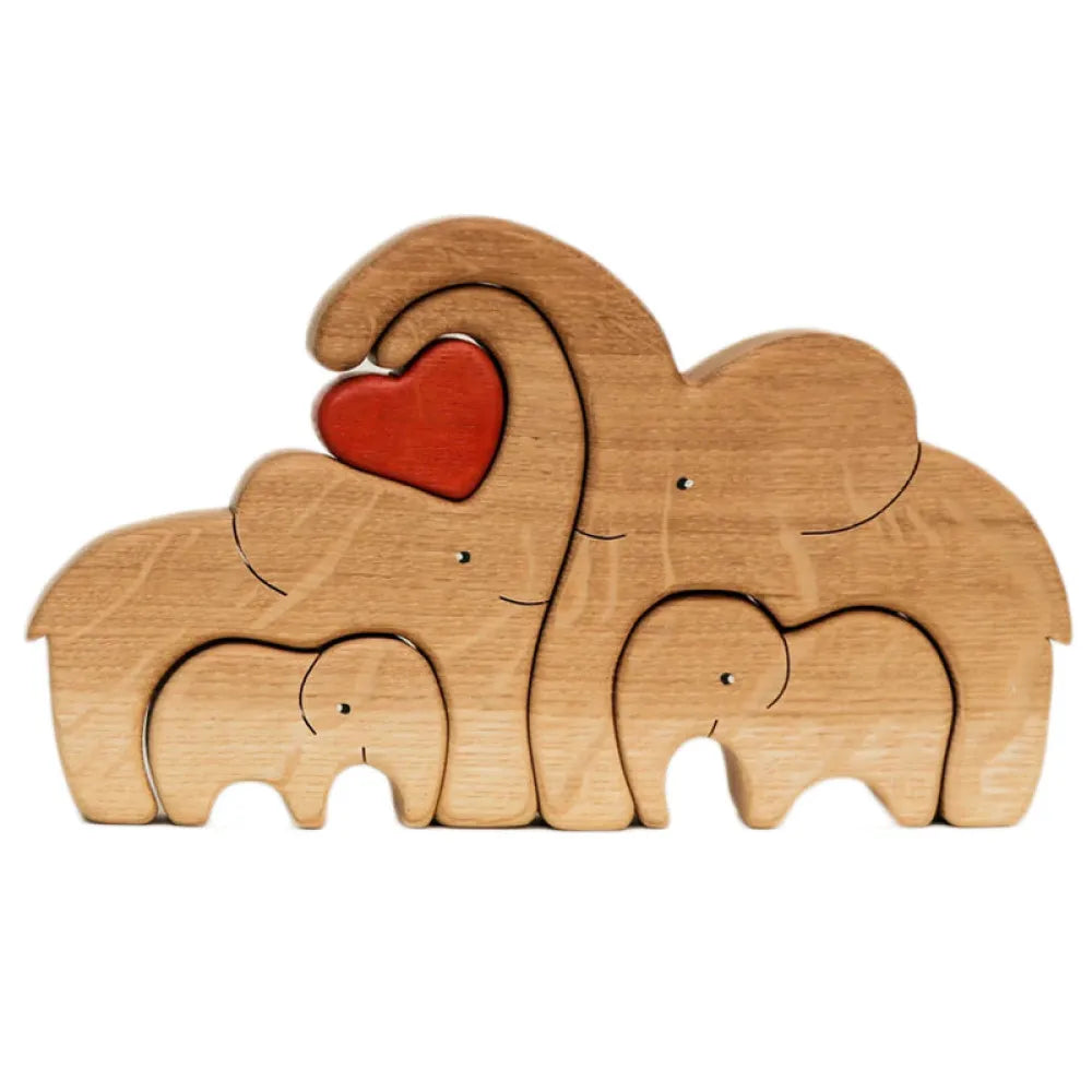 Vibe Geeks Wooden Elephant Family Stackable Figurine Composite Ornament-2