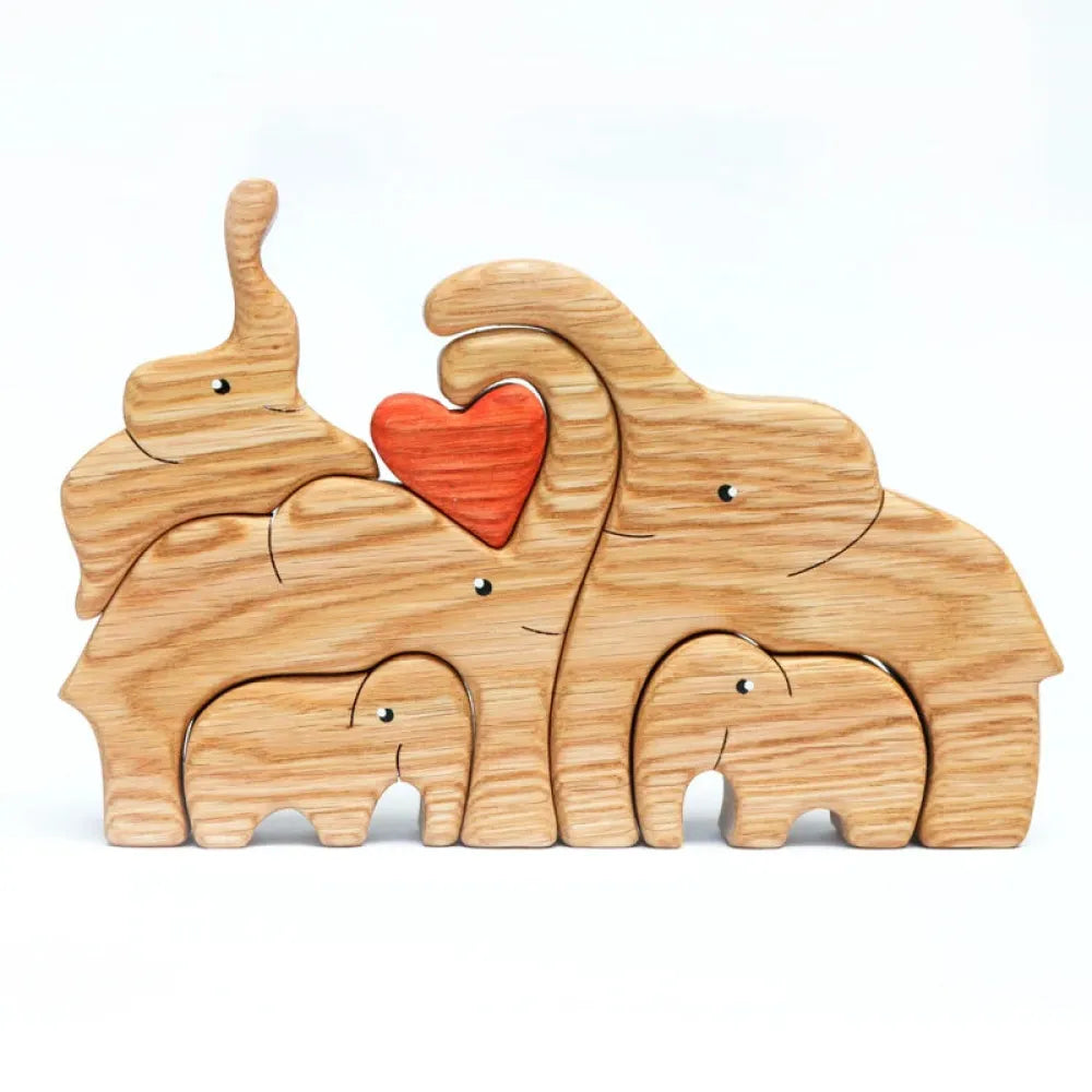 Vibe Geeks Wooden Elephant Family Stackable Figurine Composite Ornament-3