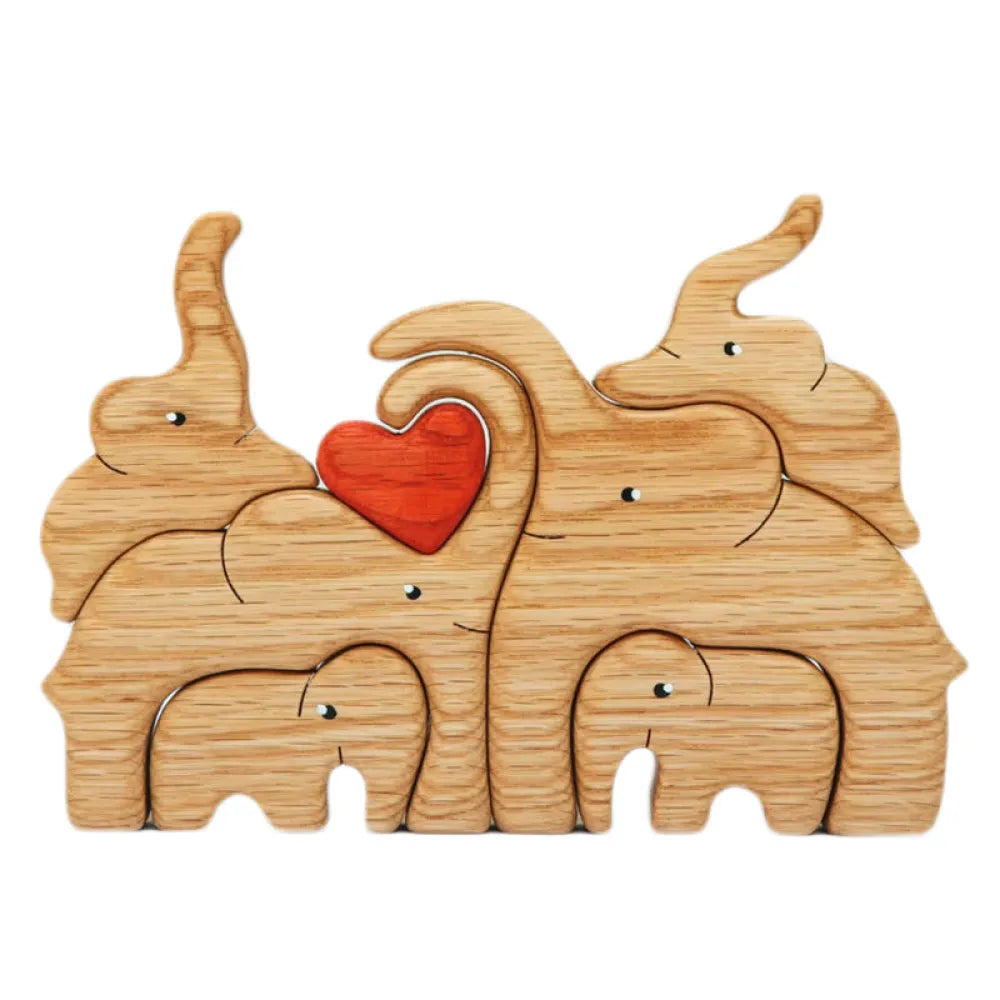 Vibe Geeks Wooden Elephant Family Stackable Figurine Composite Ornament-4