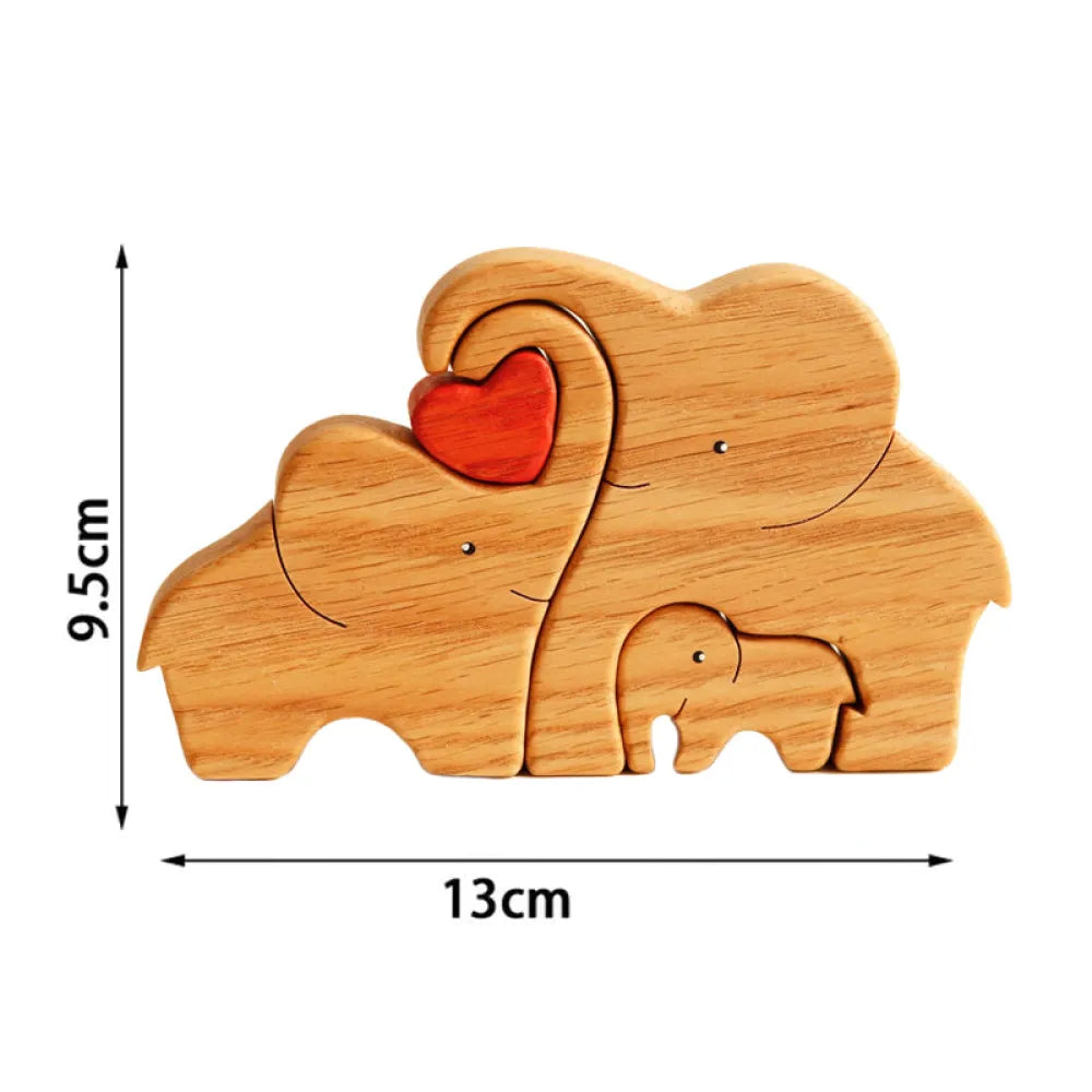 Vibe Geeks Wooden Elephant Family Stackable Figurine Composite Ornament-1