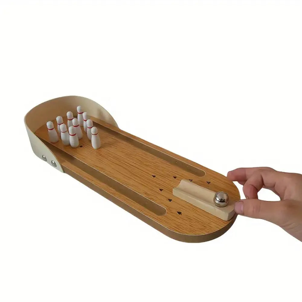 Vibe Geeks Interactive Toy Mini Bowling Set Tabletop Game - Wooden-4