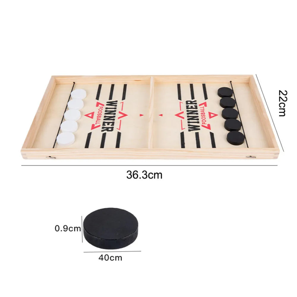 Vibe Geeks Natural Wood 2 Player Sling Puck Game Interactive Chess Toy Board-1