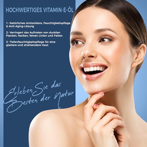 KANZY Vitamin E Öl Bio Tropfen für Kosmetik 60ml – 100% natürliches d-Alpha-Tocopherol by PDPro