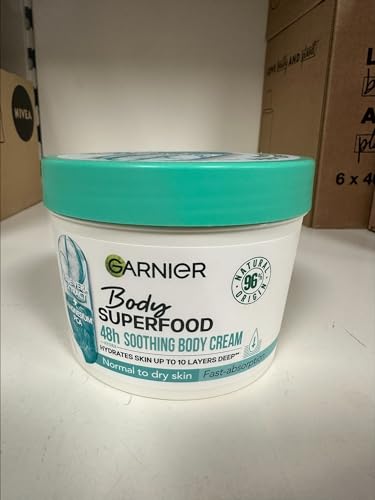 Garnier - Body Superfood by PDPro | Soothing Body Cream - 48h Hydration - Vegan & 96% Natural Formula - With Aloe Vera & Magnesium - For Normal to Dry Skin - 380 ml