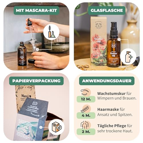 BIONOBLE Rizinusöl mit Mascara Kit: Verbessere Deine Schönheitsroutine by PDPro