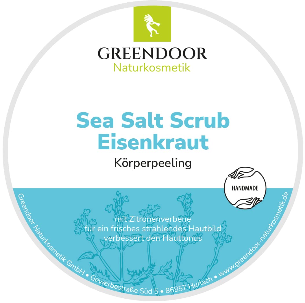 GREENDOOR Sea Salt Scrub Verbena, 280g - Vegan, Citrusy Fragrance, Natural Body Scrub Without Microplastics or Preservatives, Natural Cosmetics by PDPro