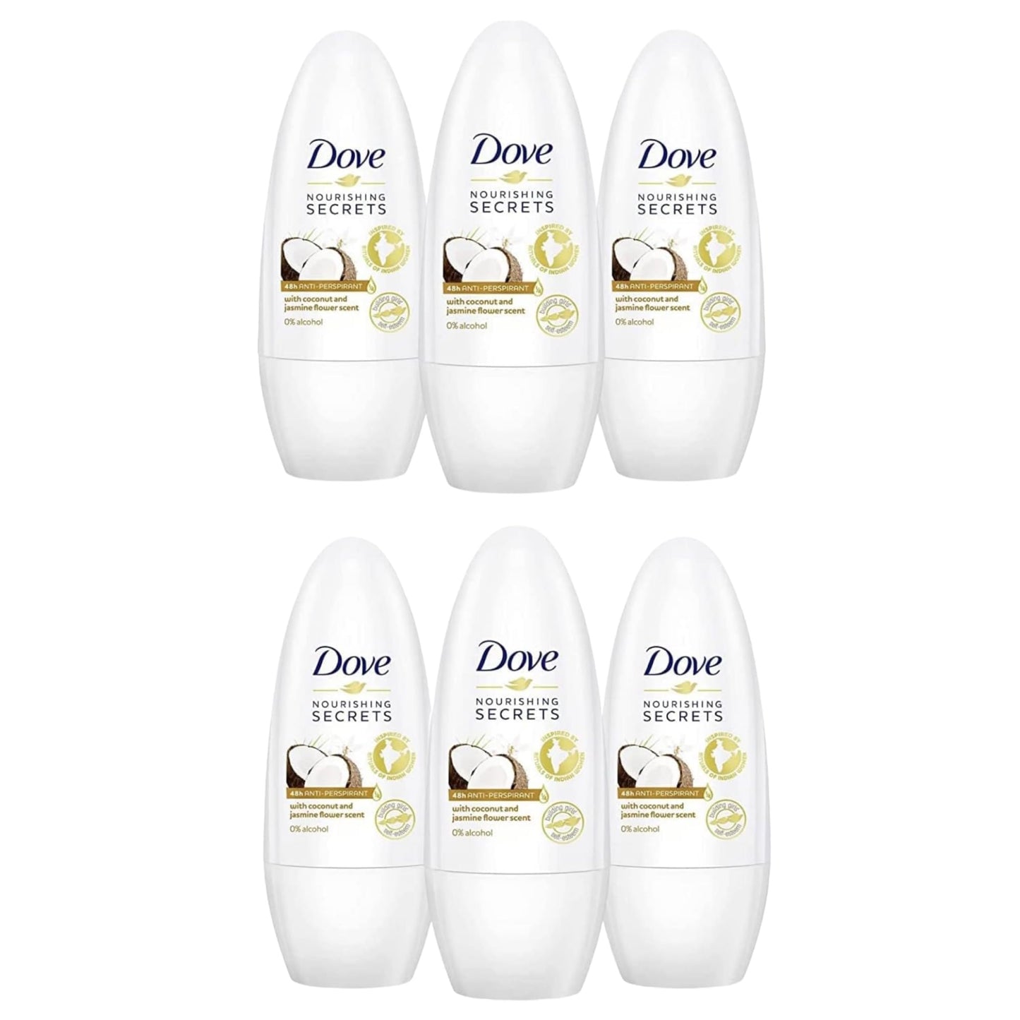 Dove Secrets of Care Deodorant Roll-On - Coconut & Jasmine Blossom 50 ml 6 Stück by PDPro