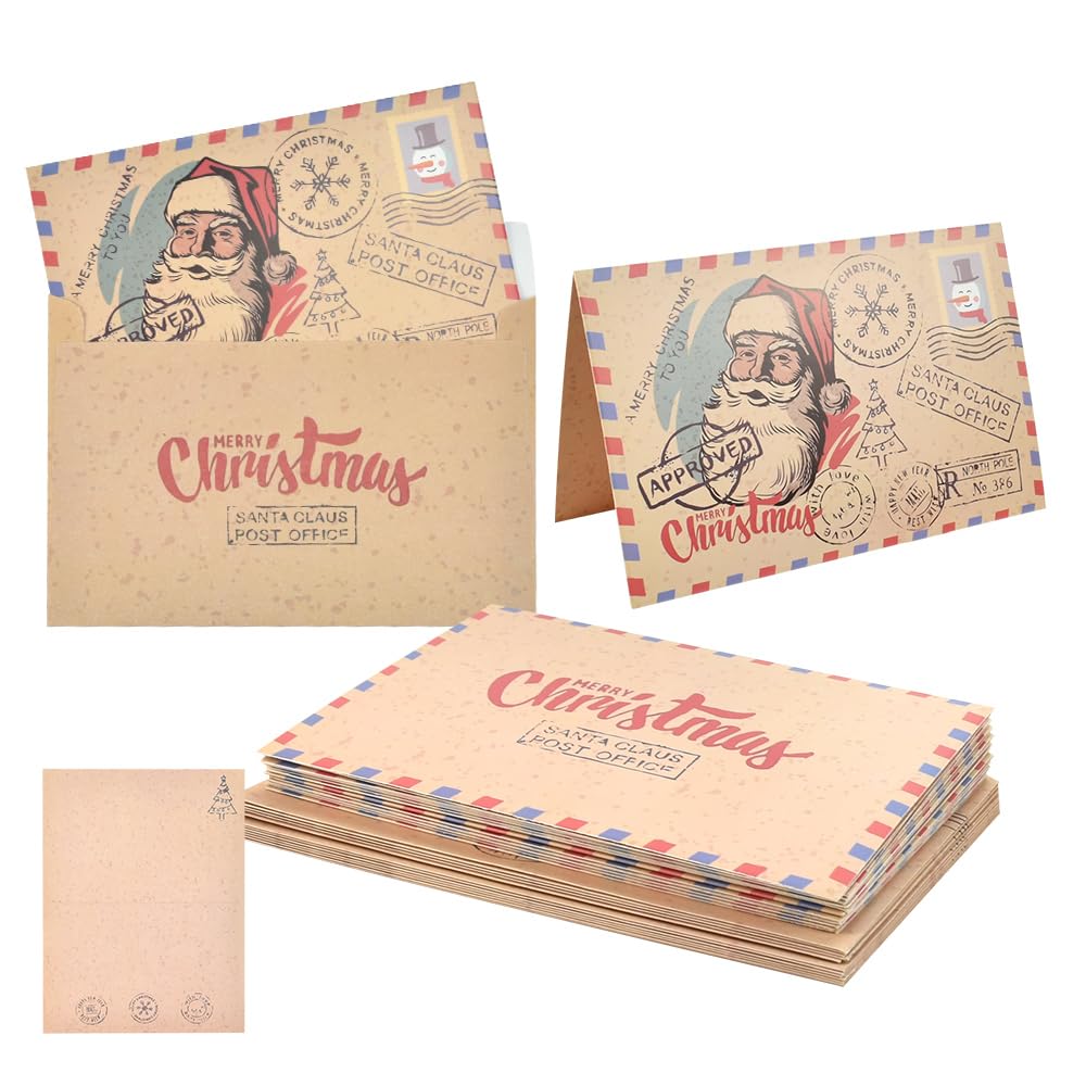 KBNIAN 16-Piece Christmas Card Set with Envelopes – Simple Retro Holiday Postcards by PDPro