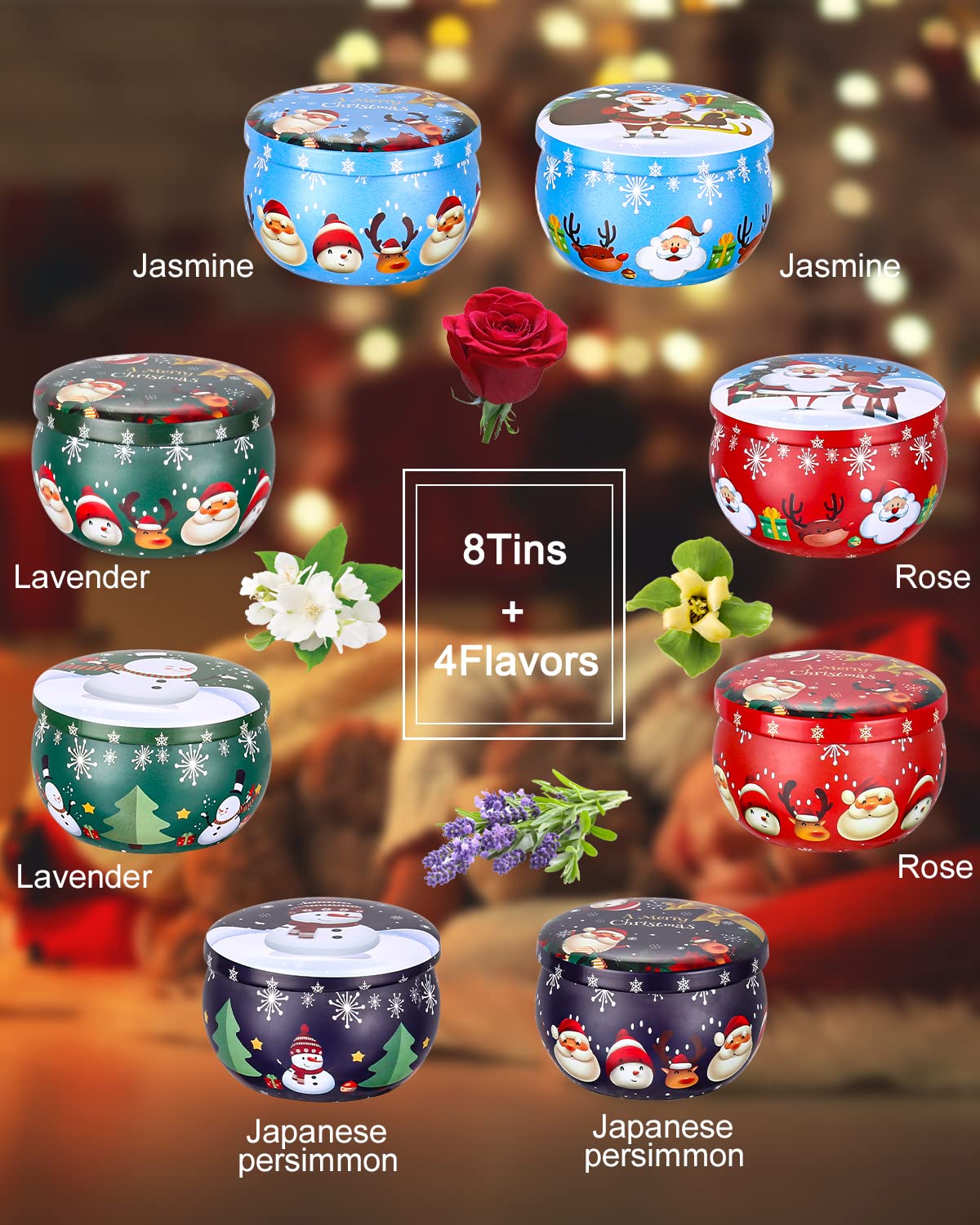 NEFLSI Set di candele profumate da 8 pezzi | Set regalo di Natale per donne | Candele per aromaterapia | Cera di soia naturale per la festa della mamma, Natale, compleanno, San Valentino, bagno, yoga by PDPro