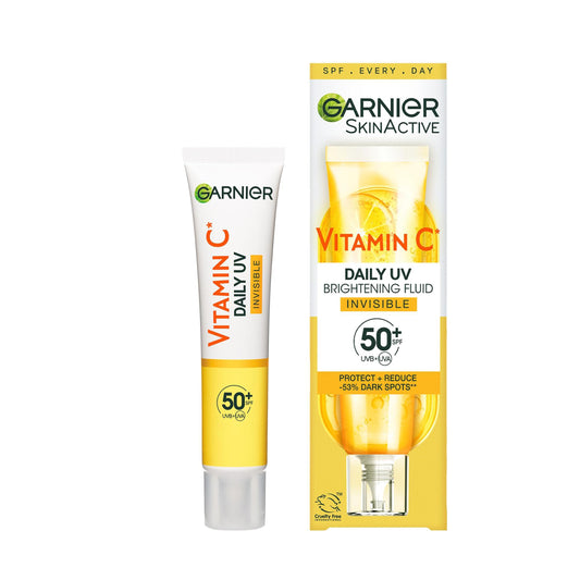 Garnier - Vitamin C Daily UV Invisible Sunscreen SPF 50+ by PDPro | Brightening & Protective Fluid for Face & Neck | 40ml