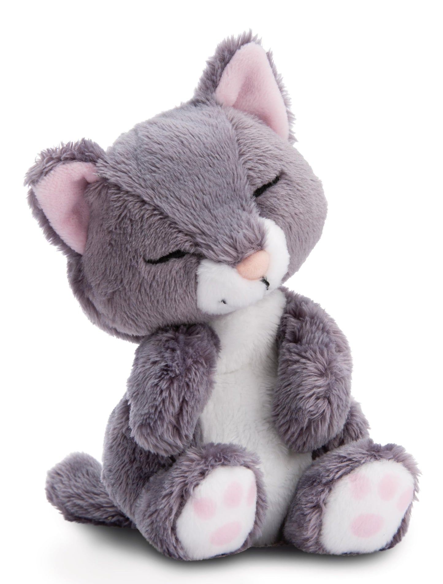 NICI peluche gatto grigio 12 cm, dorme nel cestino - Peluche tenero e adorabile - Realizzato in modo sostenibile con materiali riciclati - 49746 by PDPro