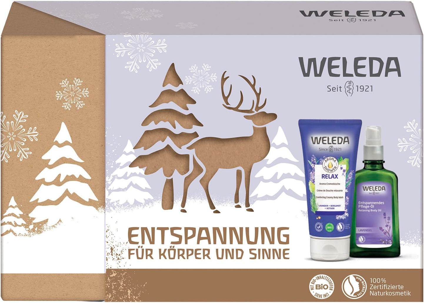 WELEDA Bio Geschenkset – Naturkosmetik mit Relax Duschgel & Lavendel Körperöl by PDPro