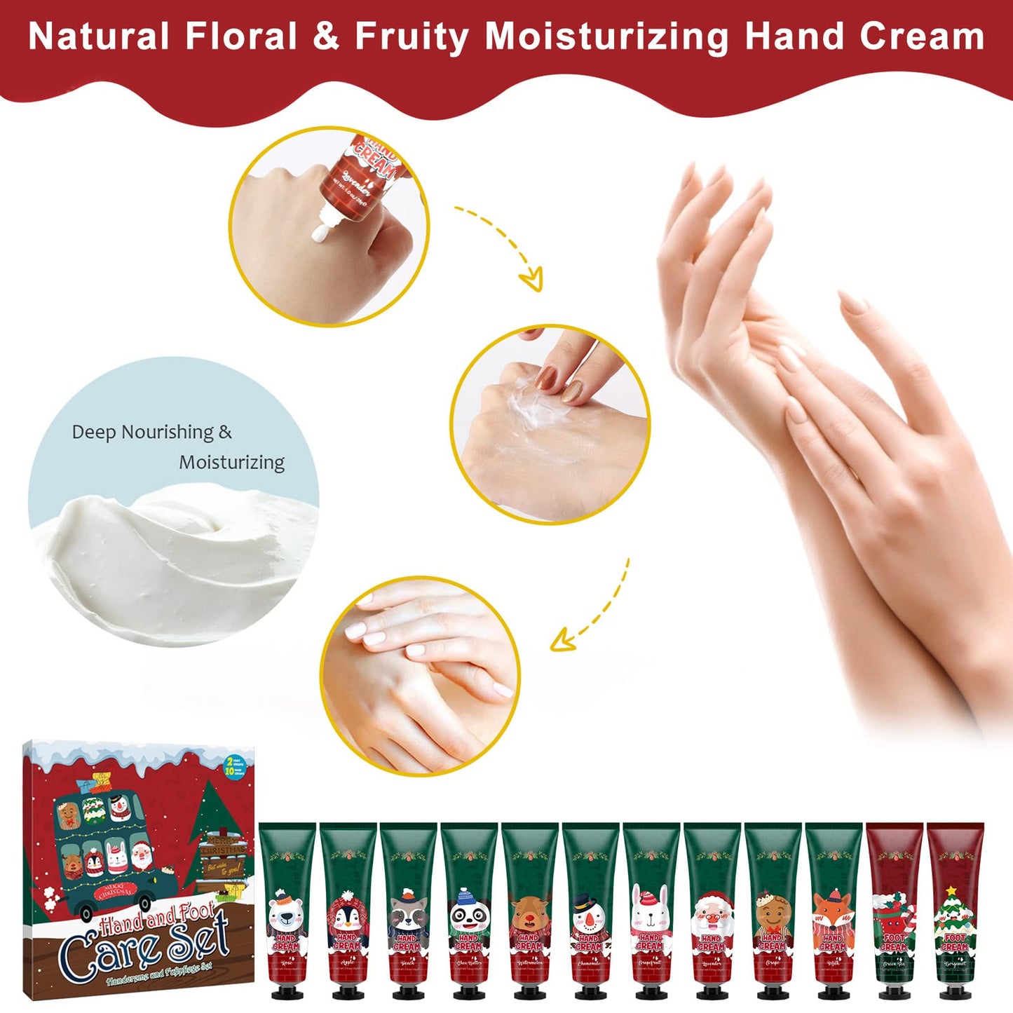 Aifanciey Hand Cream & Foot Cream Set by PDPro, 12PCS - Moisturizing Care for Dry, Cracked Hands & Feet, Perfect Christmas Gift for Women & Men