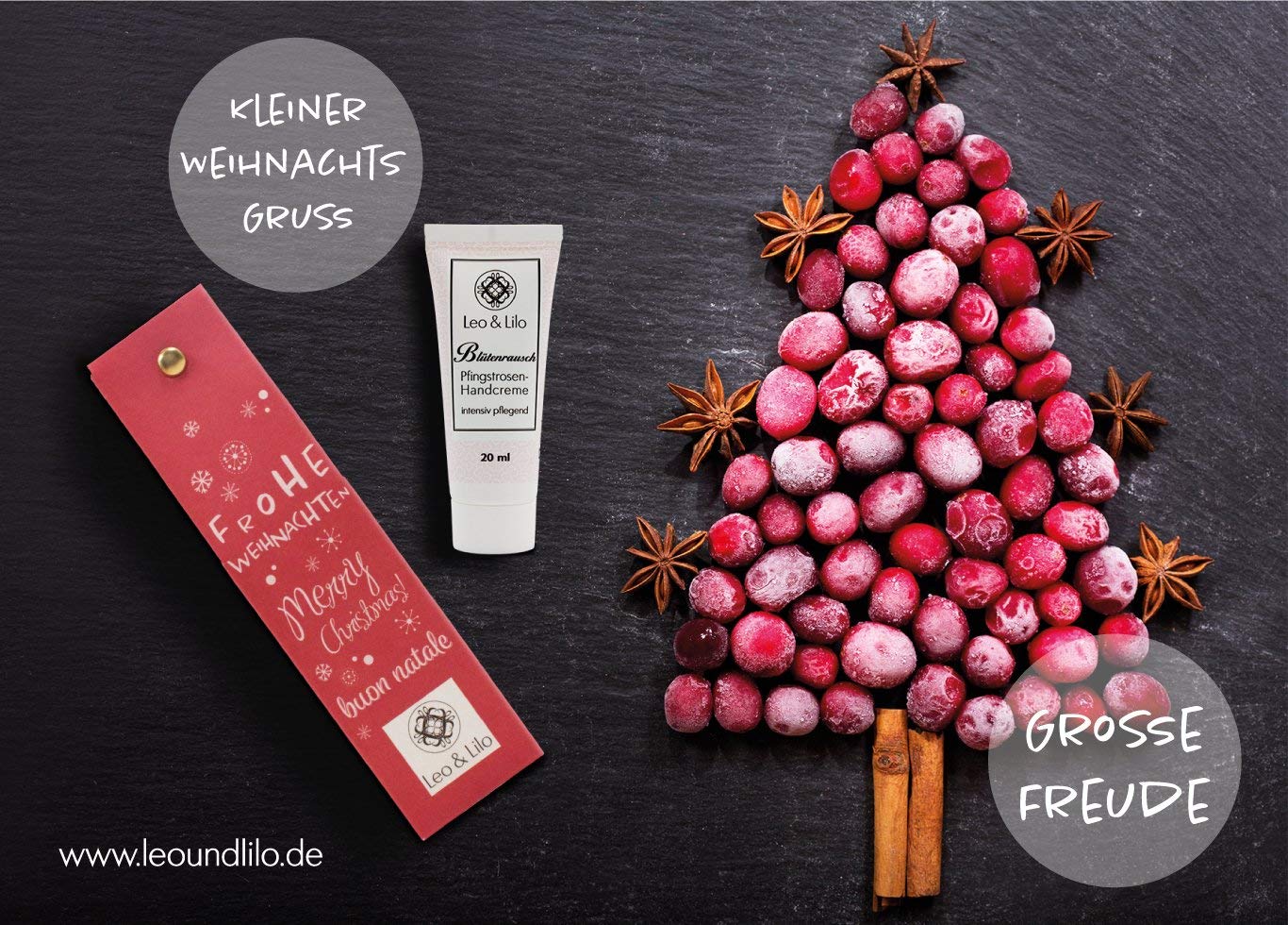 Leo & Lilo Handcreme Geschenkset Kleiner Weihnachtsgruß - 6 einzeln verpackte Naturkosmetik zertifizierte Handcremes - Intensive Pflege für trockene Hände - 6 x 20 ml by PDPro