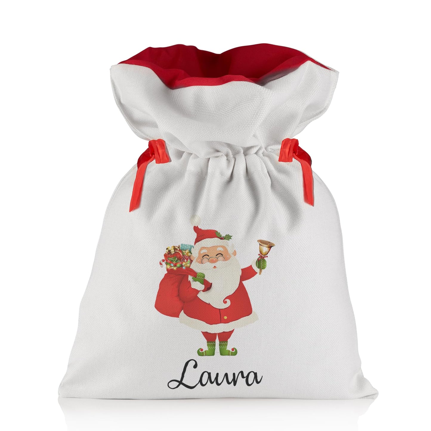 Liebtastisch - Personalisierte Weihnachtstasche - Extragroßer Geschenksack mit Kordelzug - Weihnachtsmann-Design 52 cm x 38 cm - Weihnachtsdeko by PDPro