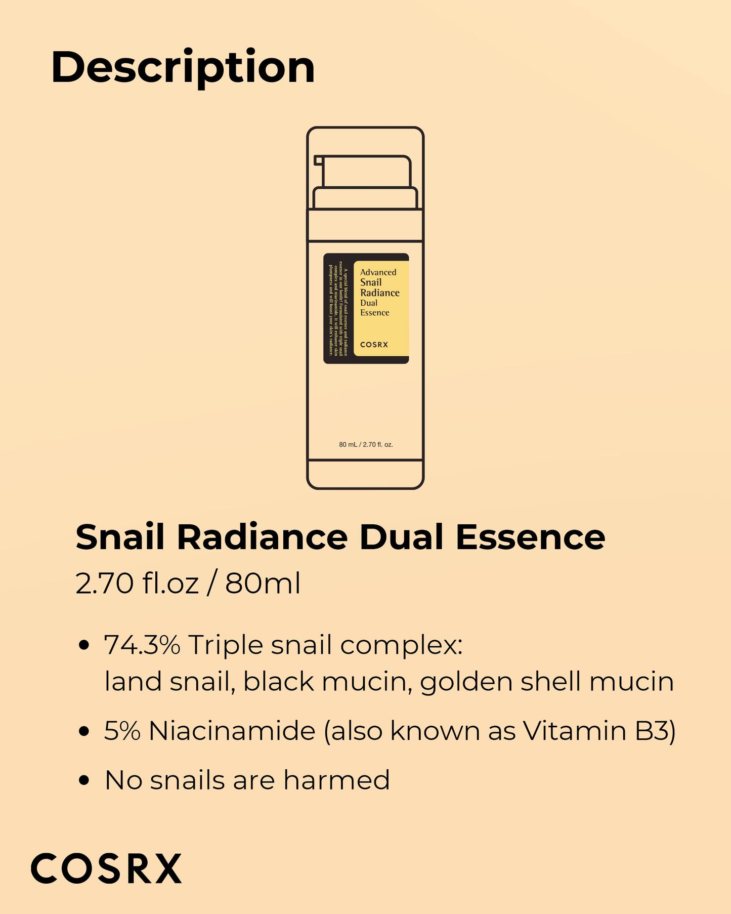 COSRX Advanced Snail Radiance Dual Essence, 2,70 fl.oz / 80ml | Doppelte Kraft, doppelter Glanz | By PDPro