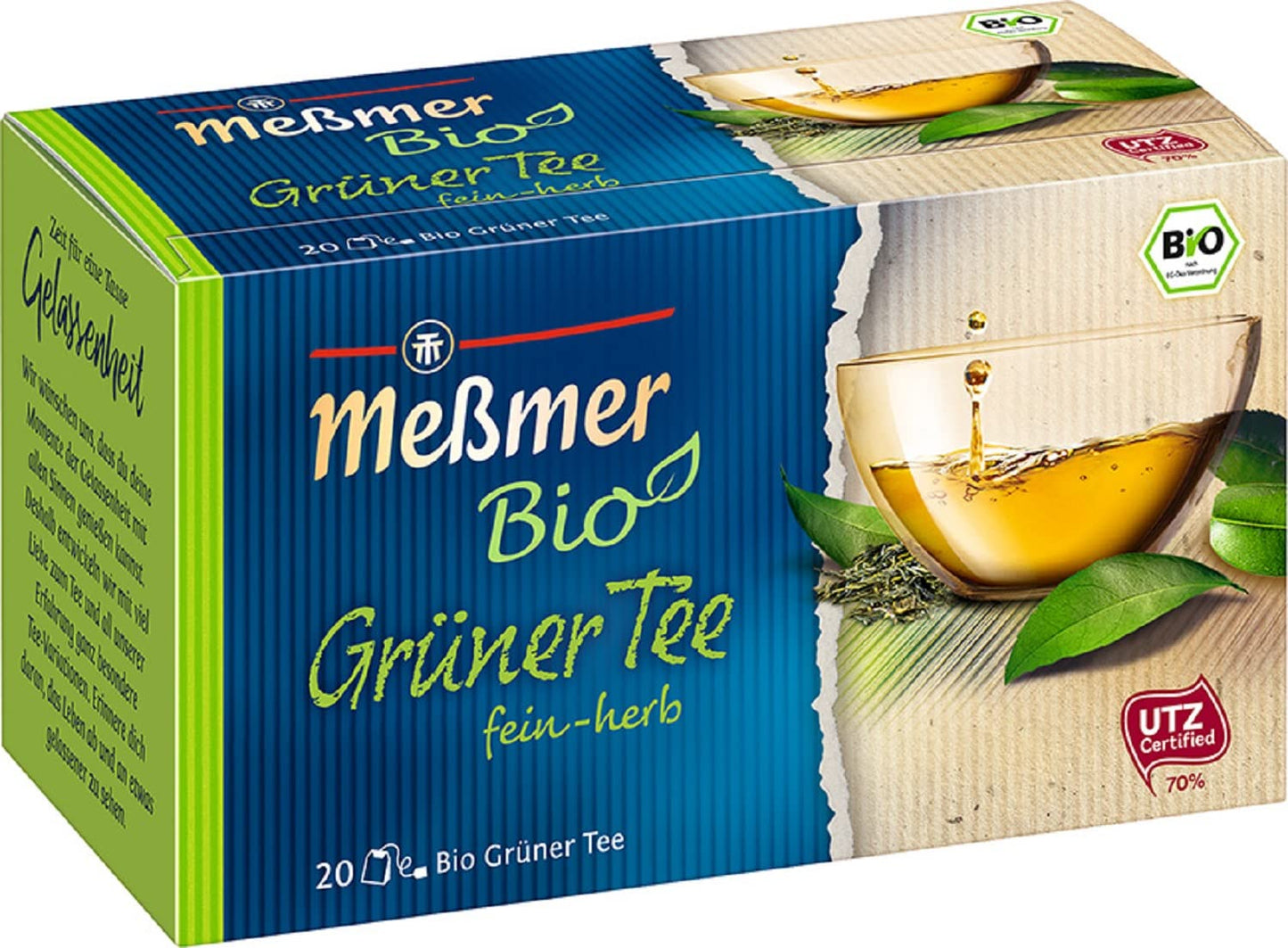 Meßmer Bio Grüntee | Zarter &amp; Kräutergeschmack | 20 Teebeutel | Vegan | Glutenfrei | Laktosefrei von PDPro