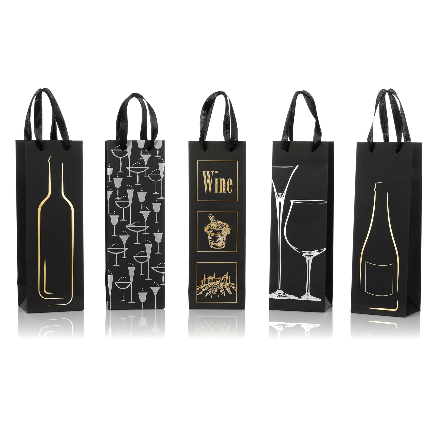 Van Henry Bottle Gift Bags - 10 Pack of Elegant Wine Gift Bags for Bottles by PDPro