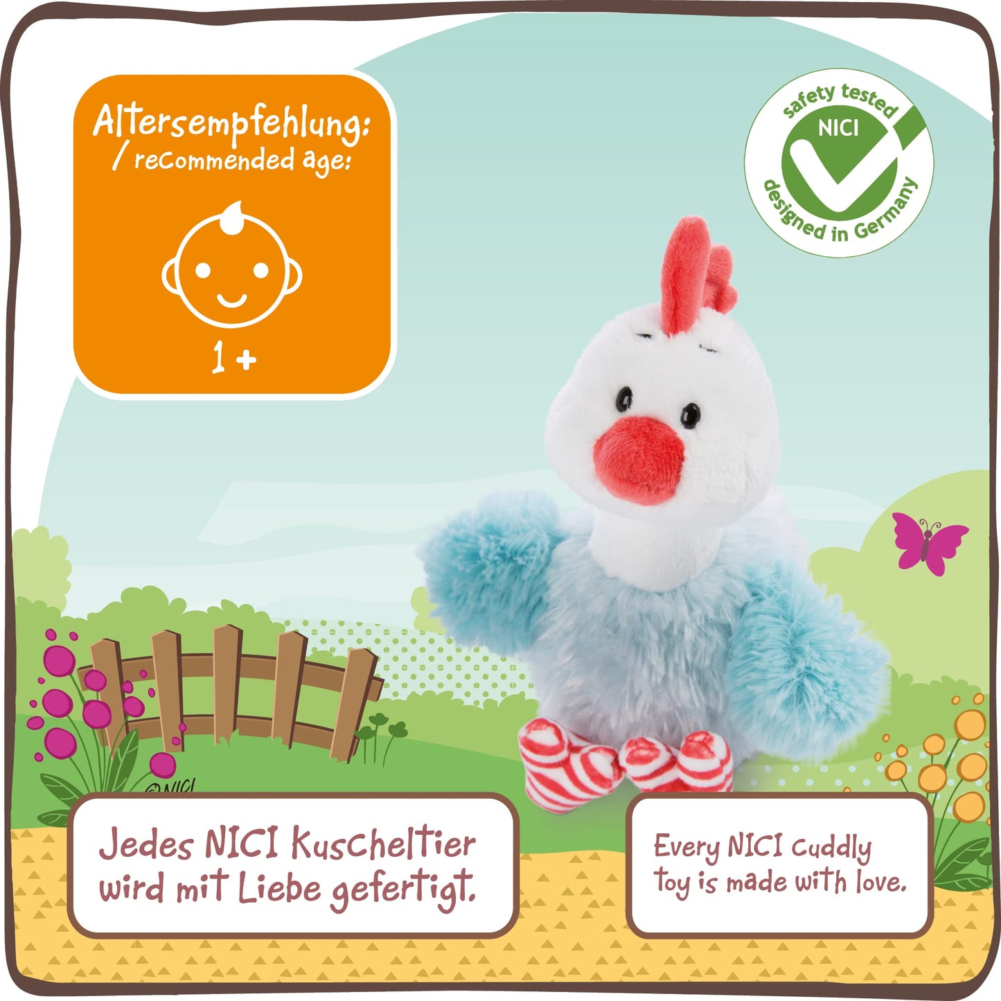 NICI Chicklinde Huhn Spielzeug | 22 cm | Weiches Stofftier für Jungen und Mädchen | Niedliches Plüschtier aus waschbarem Material by PDPro