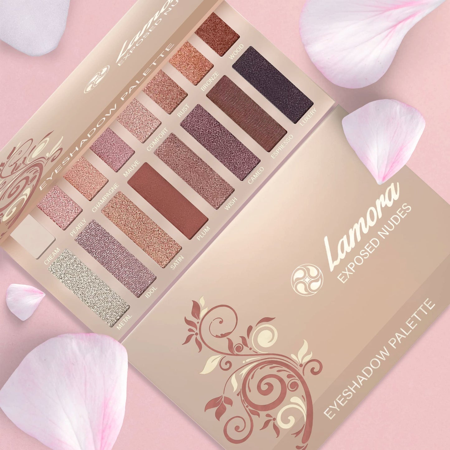 Lamora | Nude Exposed Eyeshadow Palette – 16 Highly Pigmented Shades for Professional Makeup by PDPro