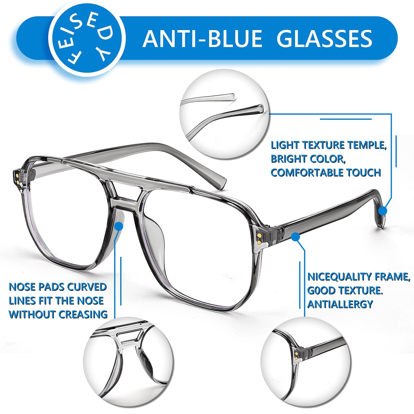 FEISEDY Blue Light Blocking Glasses by PDPro