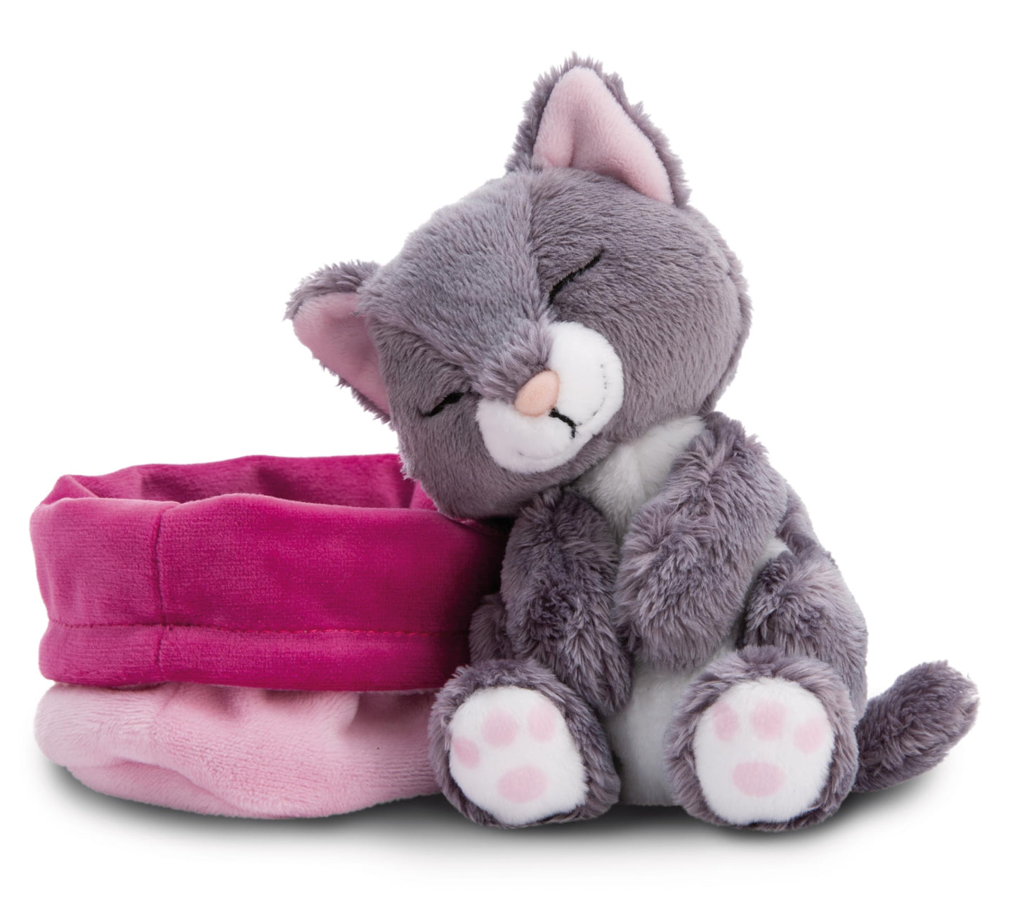 NICI peluche gatto grigio 12 cm, dorme nel cestino - Peluche tenero e adorabile - Realizzato in modo sostenibile con materiali riciclati - 49746 by PDPro