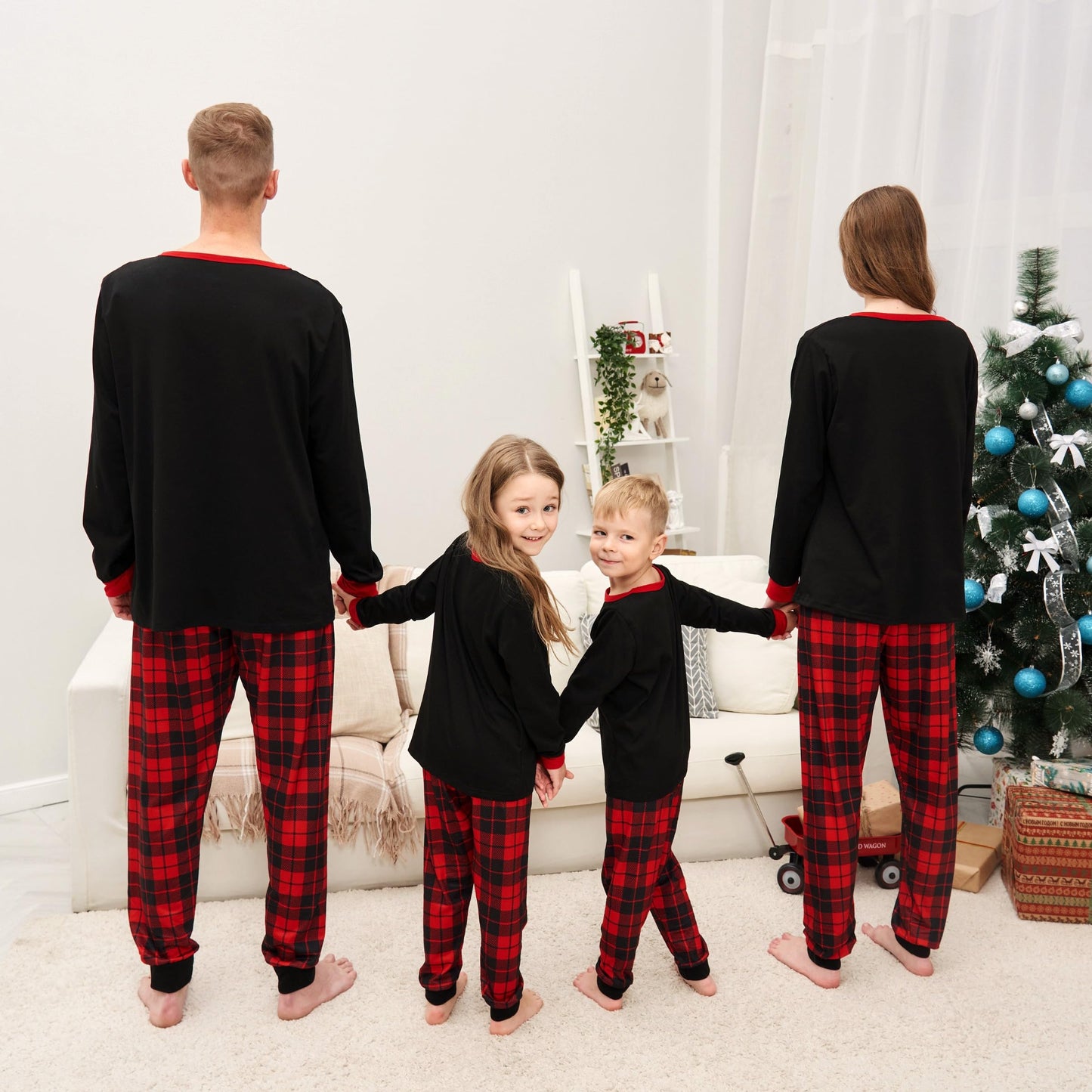 Neufigr Weihnachtspyjama | Familien-Weihnachtspyjama-Set | Passender Weihnachtspyjama für Paare | Weihnachtspyjama für Damen (M, 01-Schwarz-Rot) by PDPro