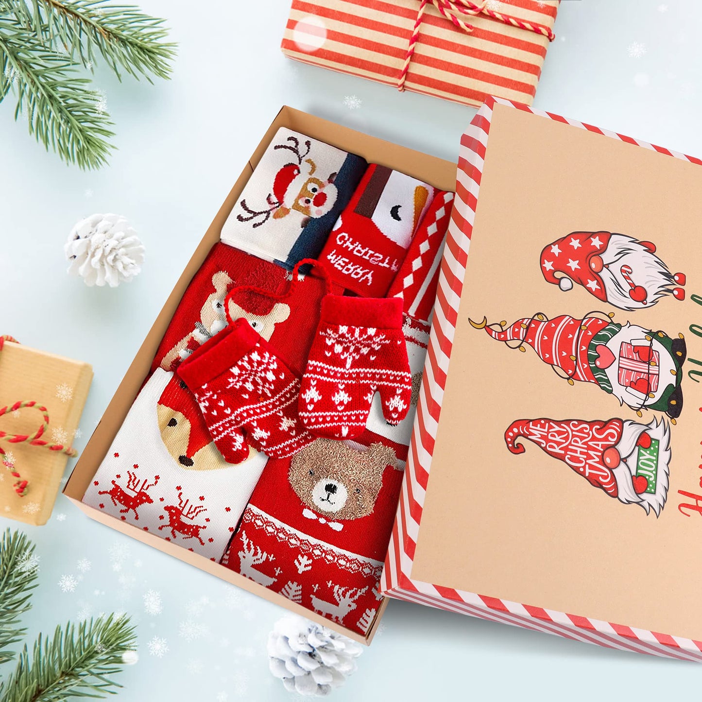 Giiffu Weihnachtsgeschenkbox mit Deckel – 18-teilige Geschenkboxen aus Kraftpapier in 4 Größen by PDPro