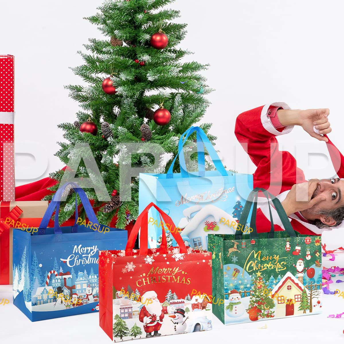 Bronzierende Weihnachten 4 Stück: Festliche Geschenktüten für eine grünere Weihnachtszeit by PDPro