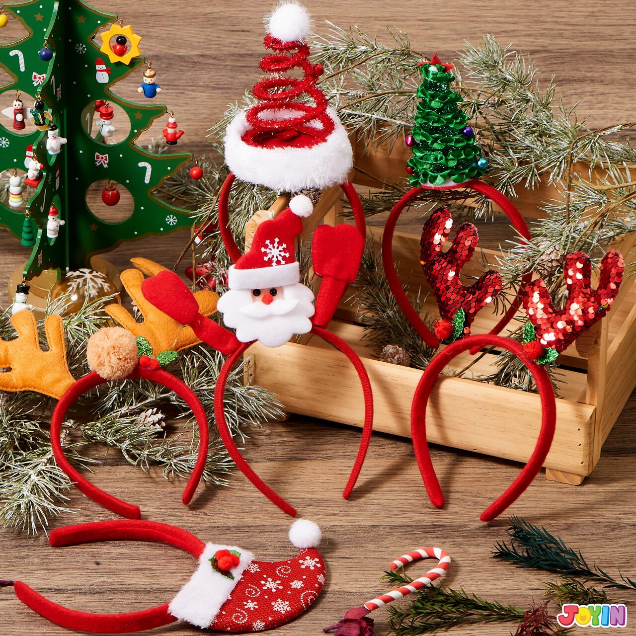 JOYIN 8 Stück Weihnachts Haarreif Set by PDPro – Bunte Haarschmuck Designs für Weihnachtsfeiern & Cosplay