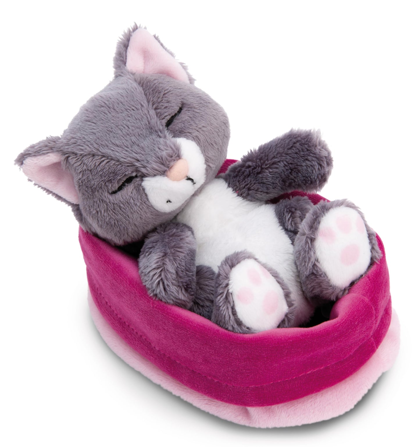 NICI peluche gatto grigio 12 cm, dorme nel cestino - Peluche tenero e adorabile - Realizzato in modo sostenibile con materiali riciclati - 49746 by PDPro