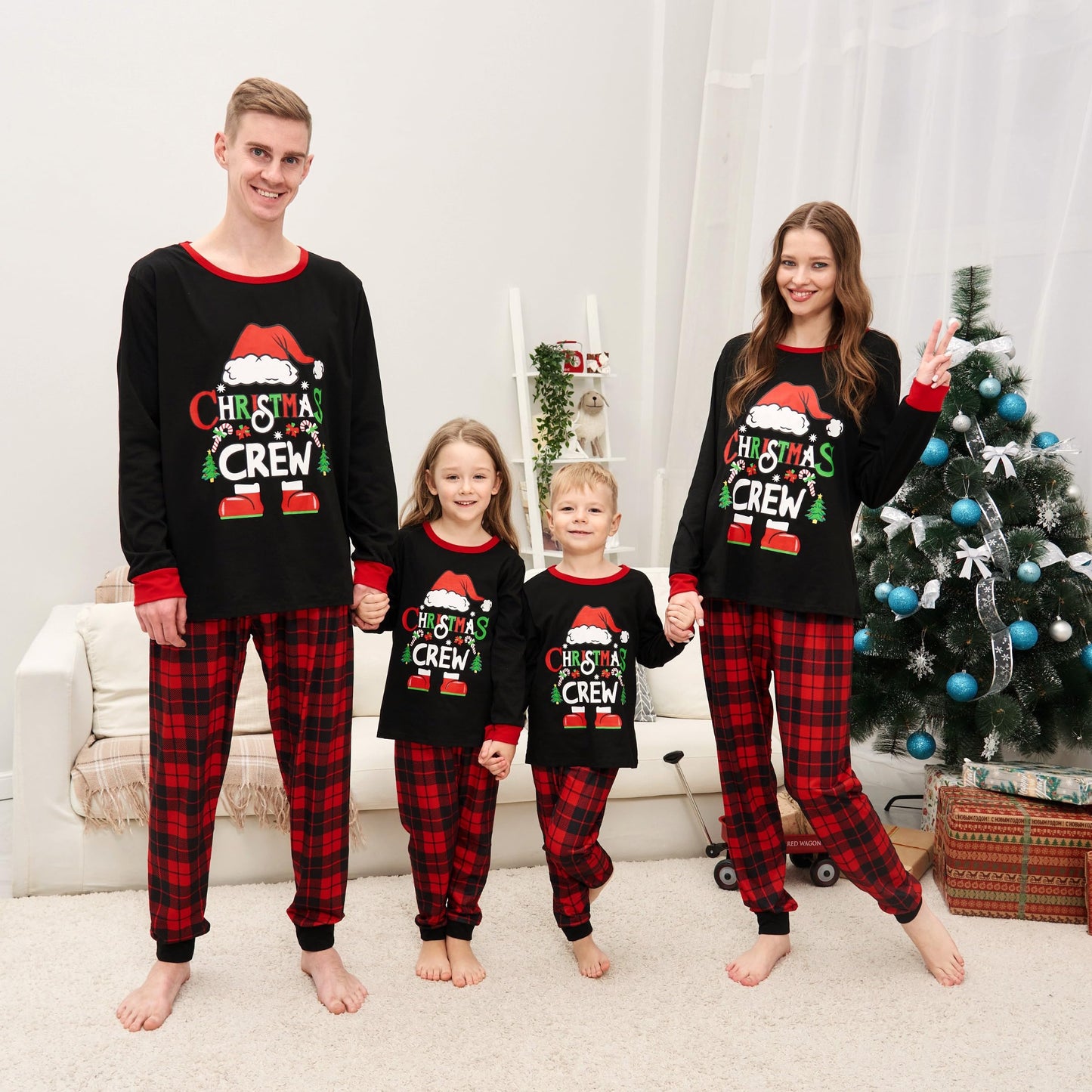 Neufigr Weihnachtspyjama | Familien-Weihnachtspyjama-Set | Passender Weihnachtspyjama für Paare | Weihnachtspyjama für Damen (M, 01-Schwarz-Rot) by PDPro