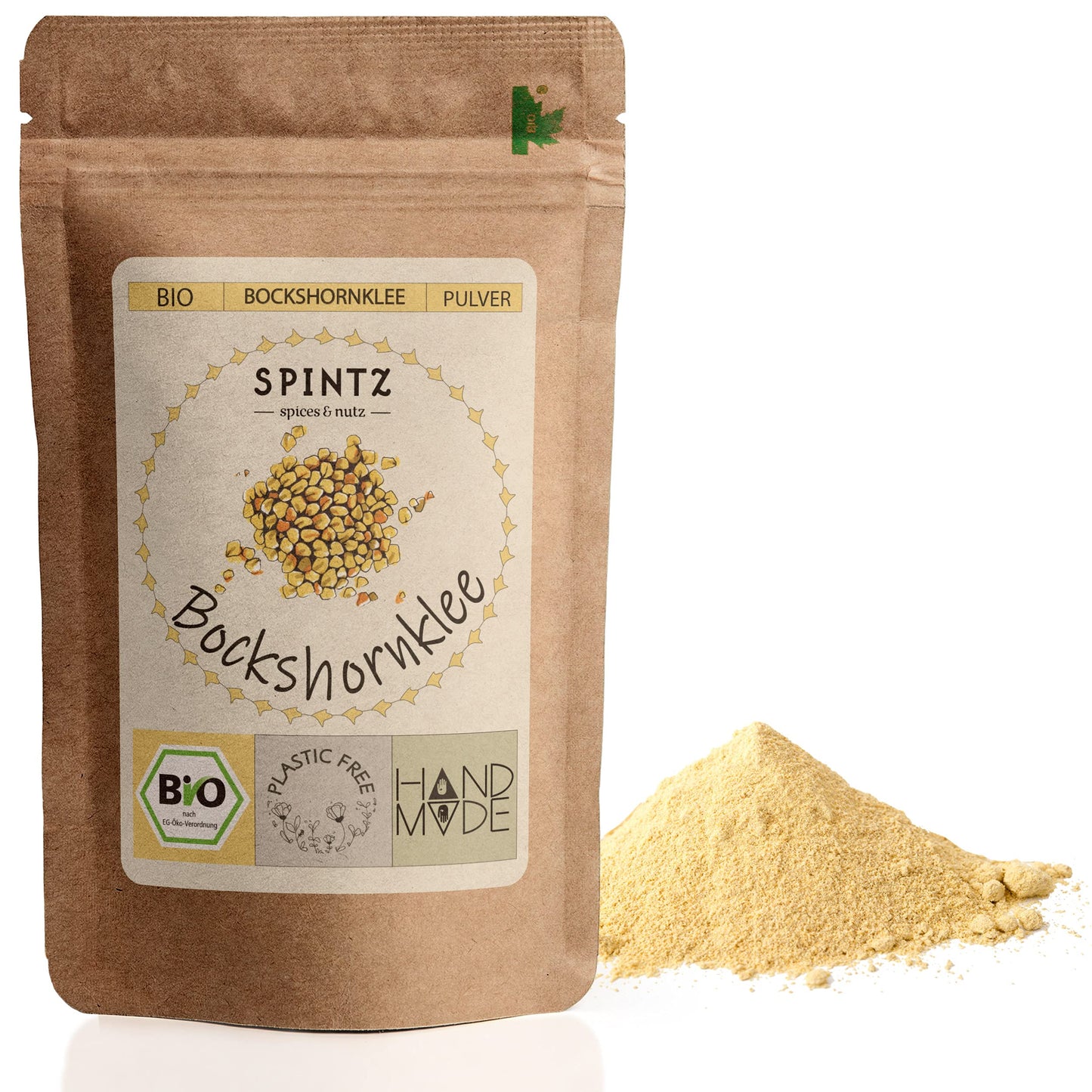 SPINTZ® Organic Fenugreek Powder 500g by PDPro – Plastic-Free and Sustainably Packed | Ground Fenugreek Seeds | Vegan Fenugreek Spice | Ideal for Indian Cuisine