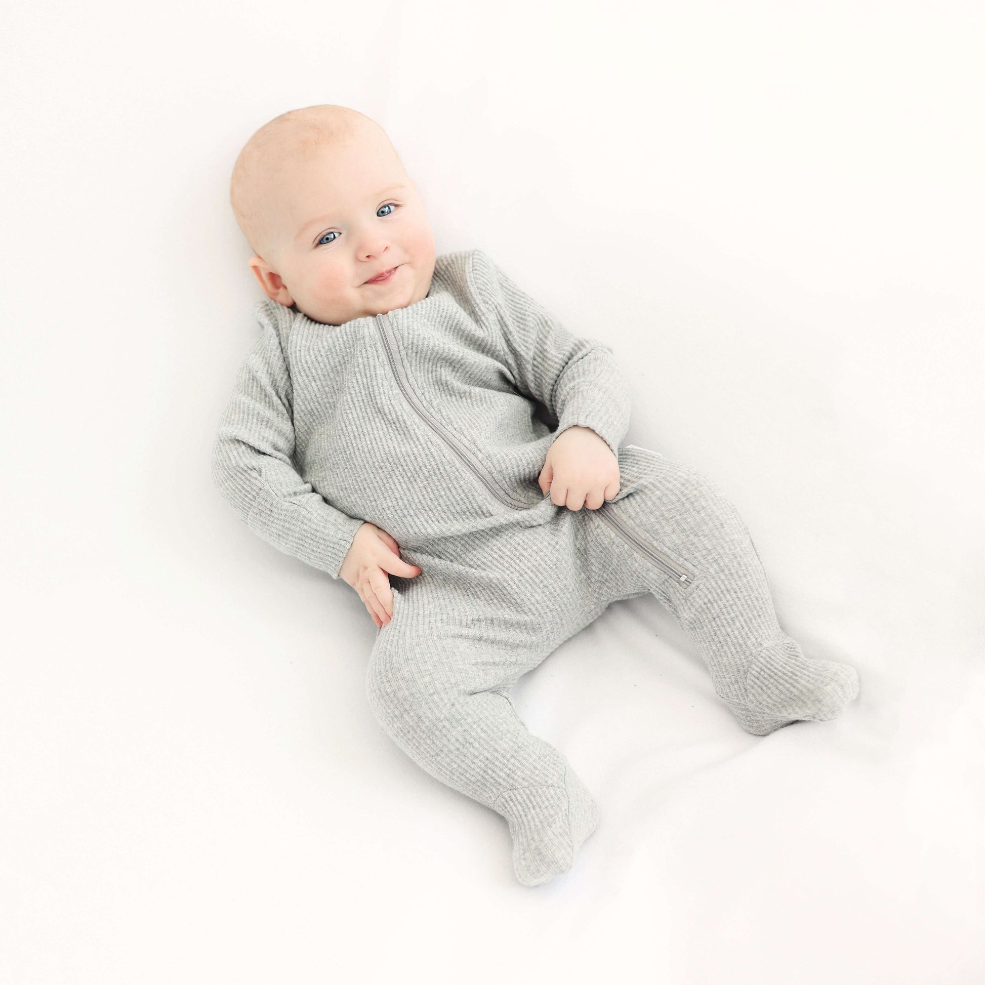 Dove Grey Zip Sleepsuit-3