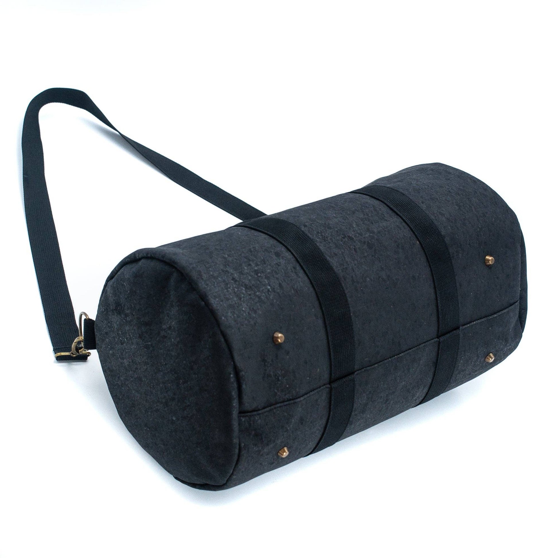 Black Weekender Travel Duffel Bag in Eco-Friendly Cork-2