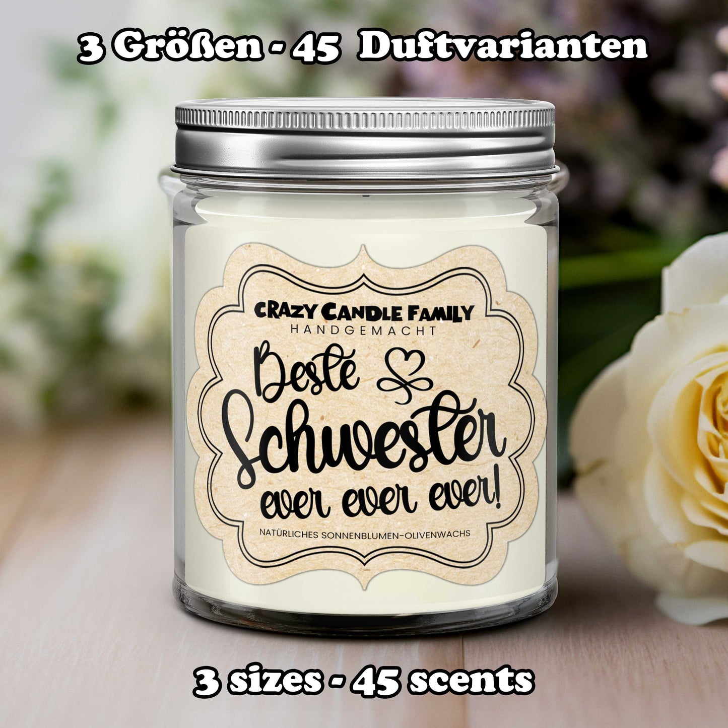 Beste Schwester ever! -  Geschenk Kerze für Schwester Geschenk Geburtstag Geschenk für Frau Schwester Geschenk Weihnachten süßes Geschenk-0