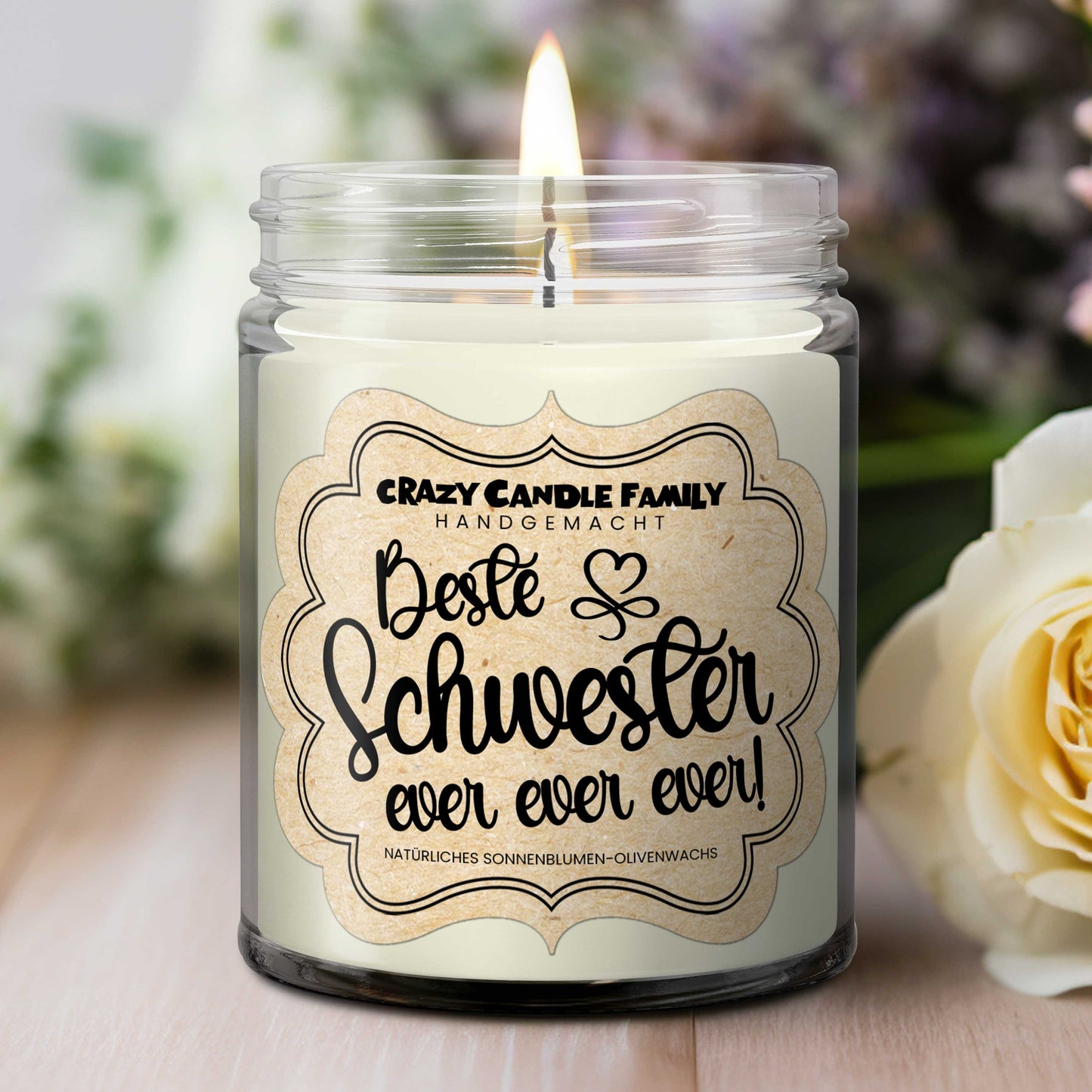 Beste Schwester ever! -  Geschenk Kerze für Schwester Geschenk Geburtstag Geschenk für Frau Schwester Geschenk Weihnachten süßes Geschenk-1