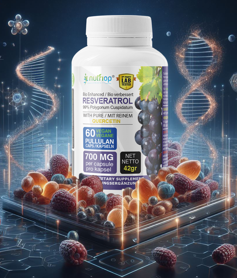 Bio-Enhanced Nutriop Longevity® Resveratrol with Pure Quercetin - 700mg Capsules (x60)-2