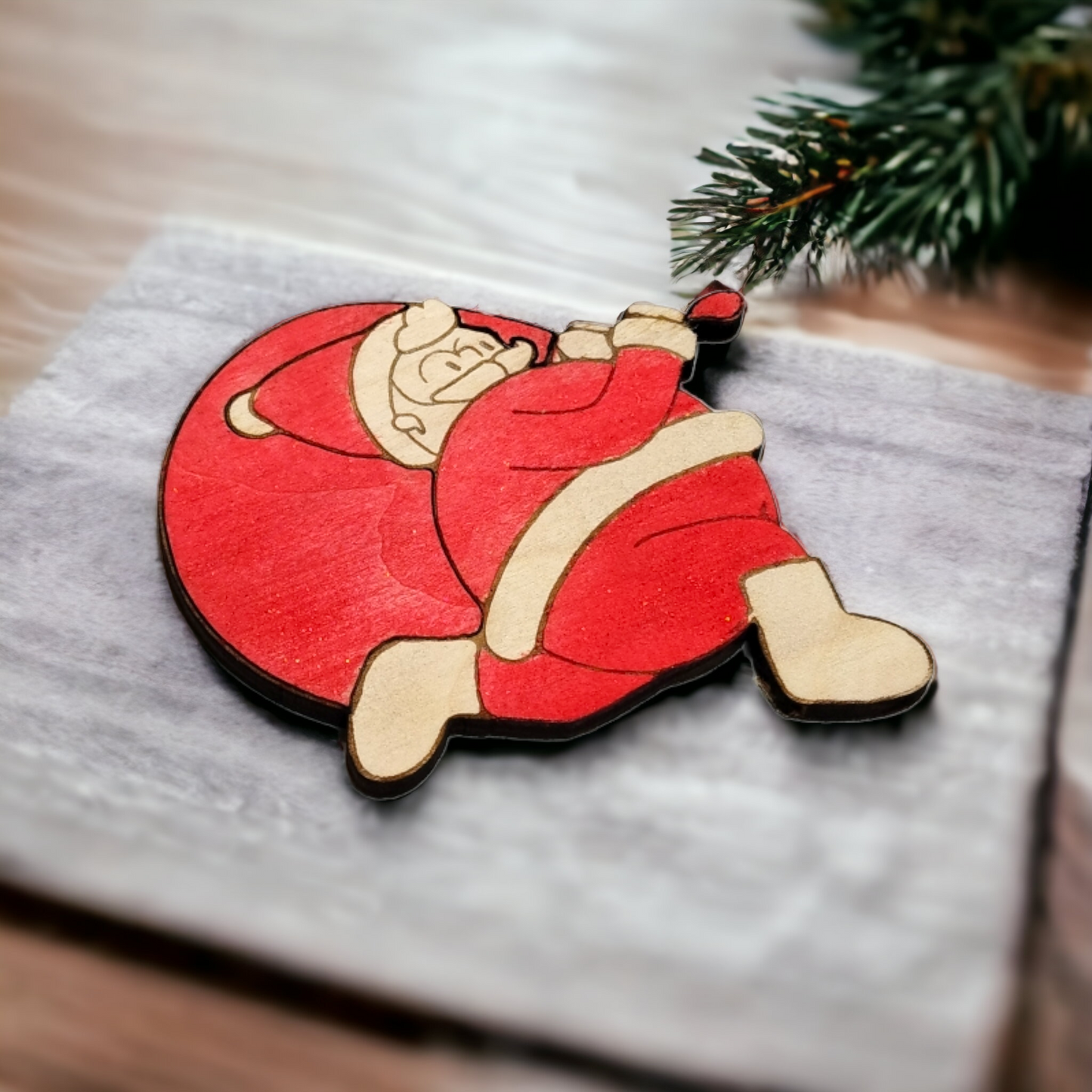 Set of 6 Santa Claus Wooden Coasters - Handmade Gift - Christmas Decor - Wood Kitchenware-1