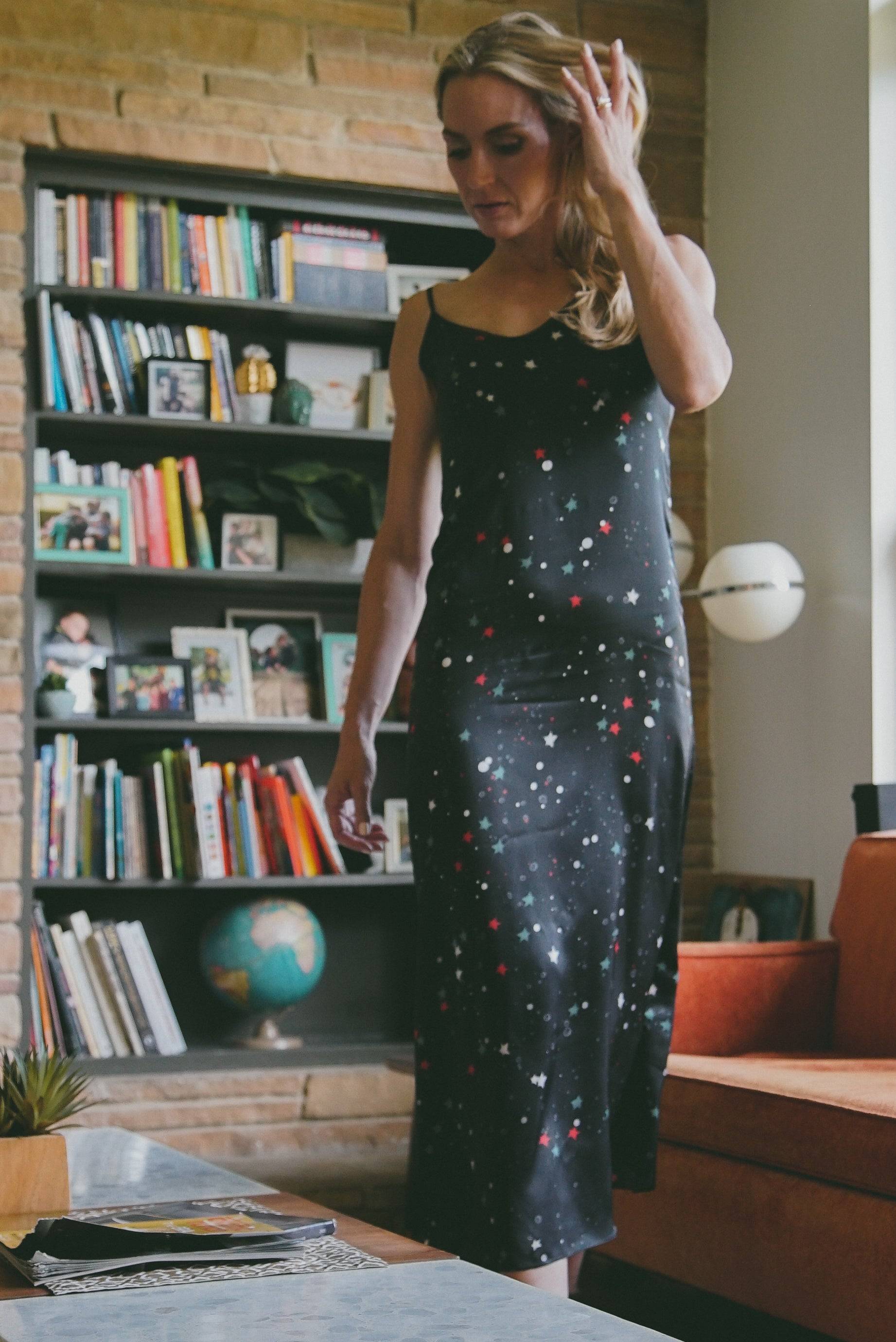 Andromeda Silk Dress in Galaxy-1