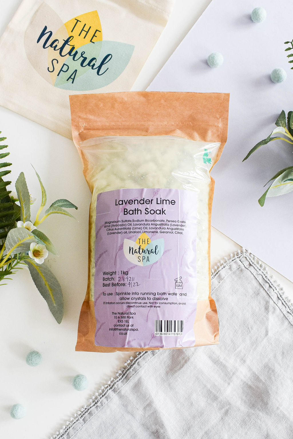 1kg Lavender and Lime Bath Soak - Compostable pouch-1