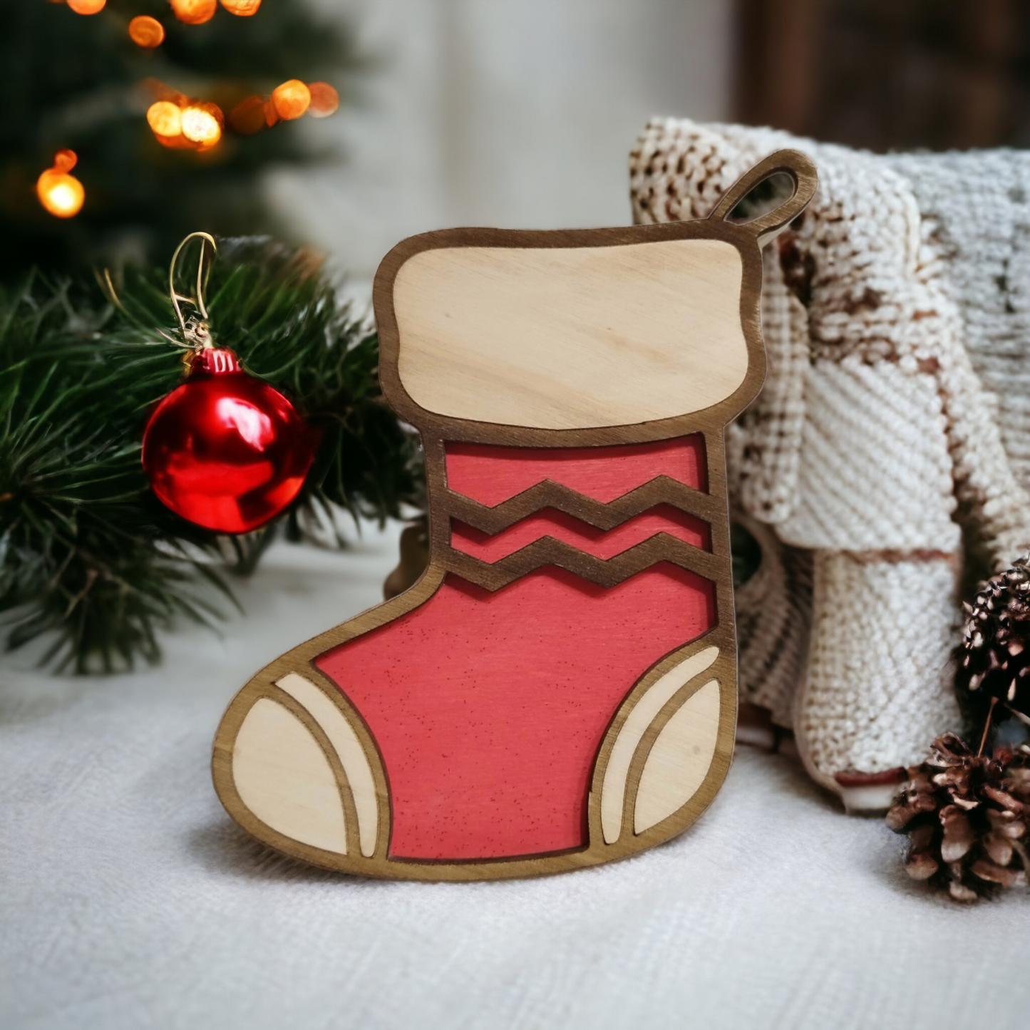 Christmas Socks Duble Layered Wooden Christmas Decoration-4