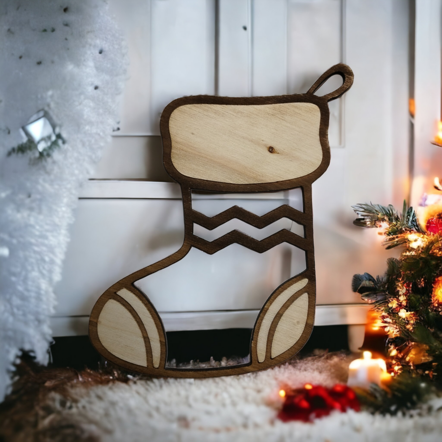 Christmas Socks Wooden Christmas Decoration-1