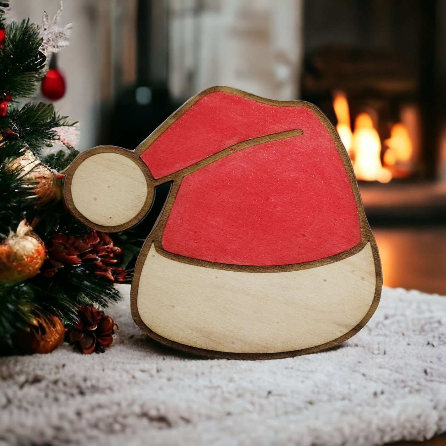 Santa Hat Wooden Christmas Decoration-2